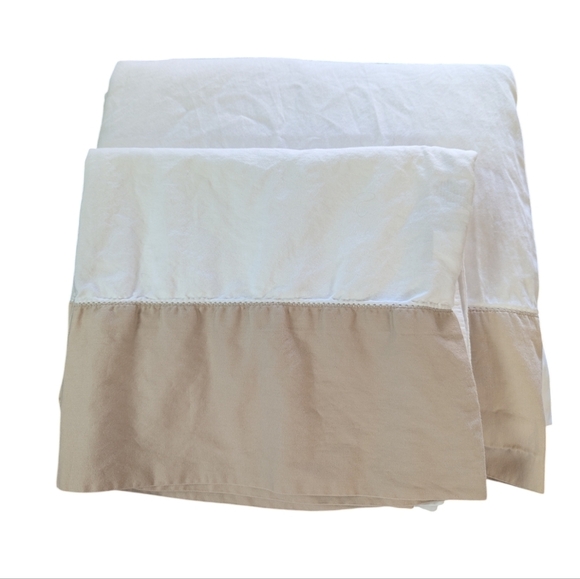 BOLL & BRANCH Colorblock Organic Cotton Sheet Set White Oak Tan Cal King - Picture 1 of 6